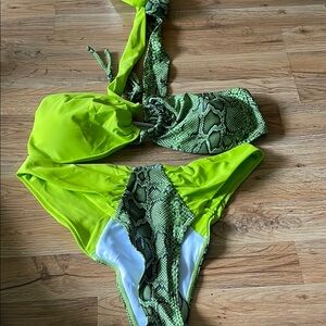Neon Green and Snake Print Bikini
